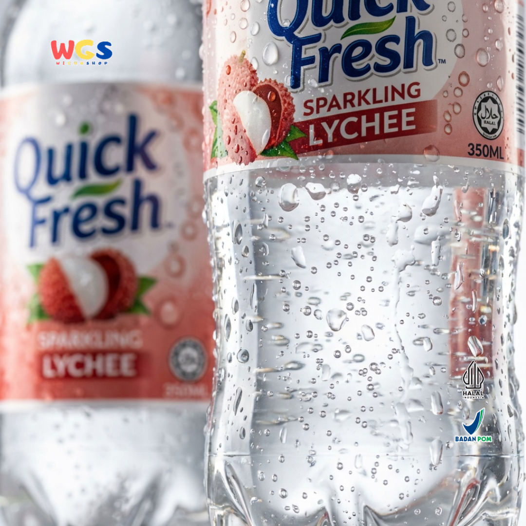 Quick Fresh Sparkling Lychee 350ml - Minuman Soda Leci Berkarbonasi Segar Siap Minum