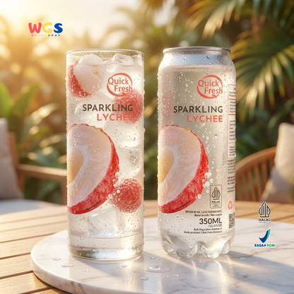 Quick Fresh Sparkling Lychee 350ml - Minuman Soda Leci Berkarbonasi Segar Siap Minum