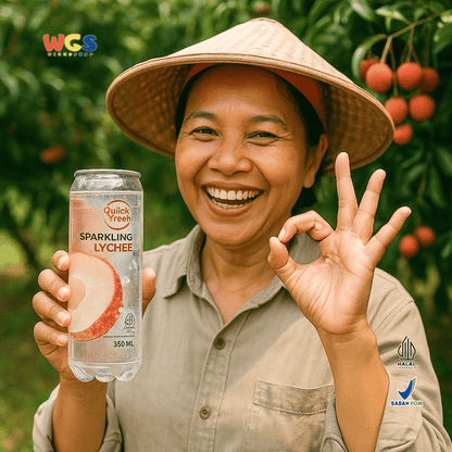 Quick Fresh Sparkling Lychee 350ml Minuman Bersoda Rasa Leci Segar dan Ringan