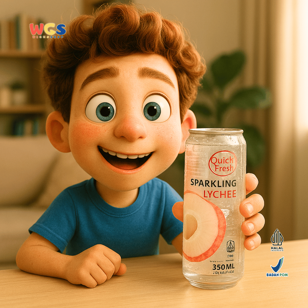 Quick Fresh Sparkling Lychee 350ml Minuman Bersoda Rasa Leci Segar dan Ringan