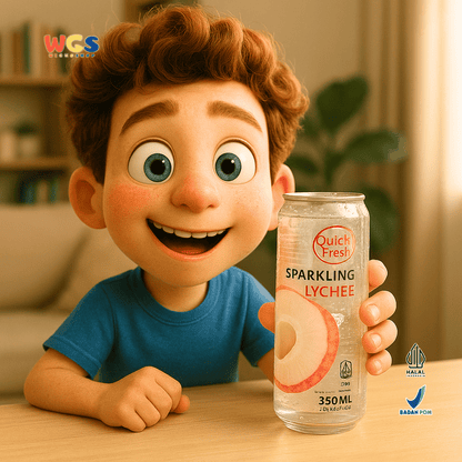 Quick Fresh Sparkling Lychee 350ml Minuman Bersoda Rasa Leci Segar dan Ringan