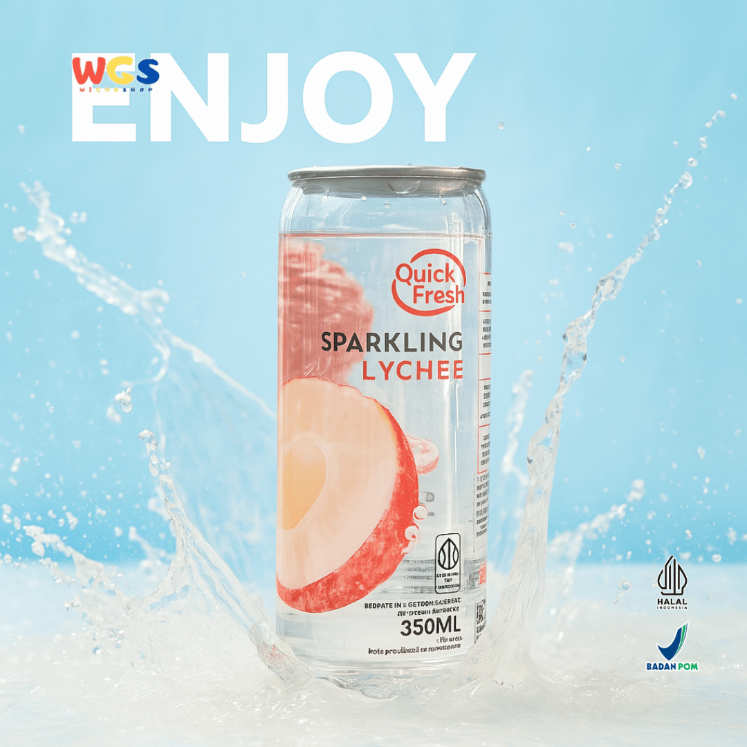 Quick Fresh Sparkling Lychee 350ml Minuman Bersoda Rasa Leci Segar dan Ringan