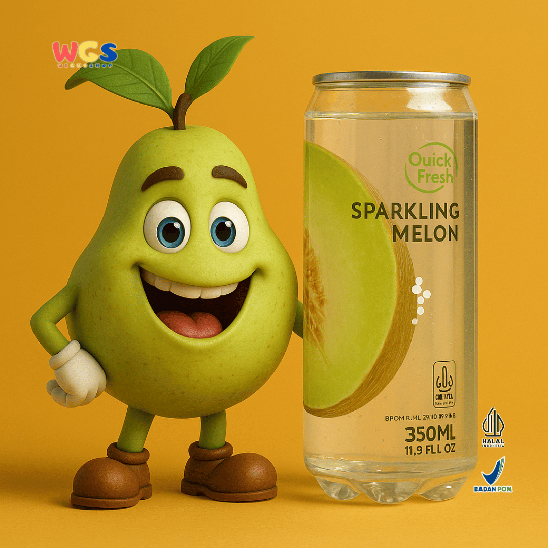 Quick Fresh Sparkling Melon 350ml - Minuman Bersoda Rasa Melon Segar Rendah Kalori