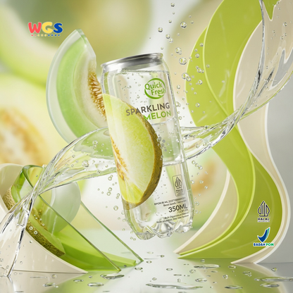 Quick Fresh Sparkling Melon 350ml - Low-Calorie Melon-Flavored Soft Drink