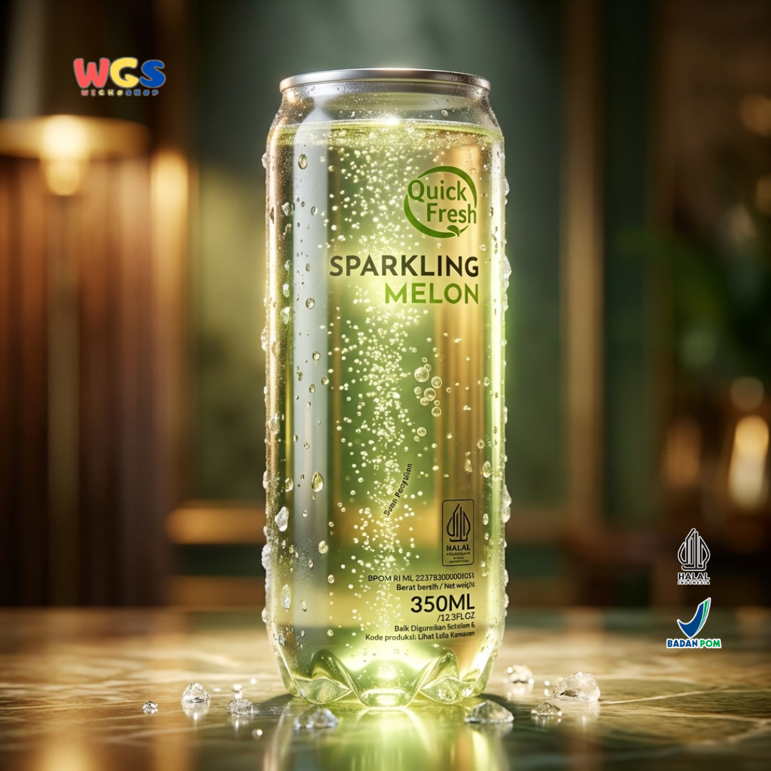 Quick Fresh Sparkling Melon 350ml - Low-Calorie Melon-Flavored Soft Drink