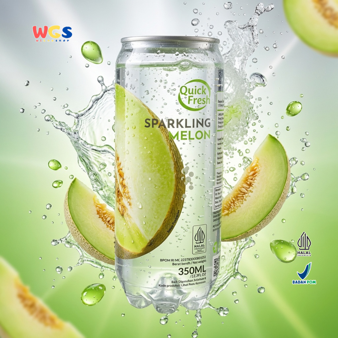 Quick Fresh Sparkling Melon 350ml - Low-Calorie Melon-Flavored Soft Drink
