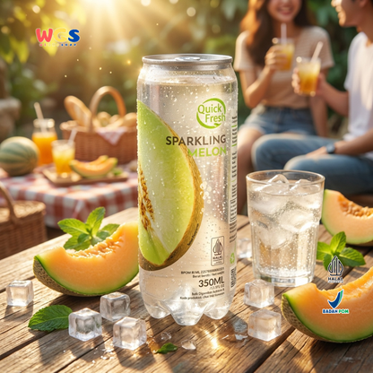 Quick Fresh Sparkling Melon 350ml - Low-Calorie Melon-Flavored Soft Drink