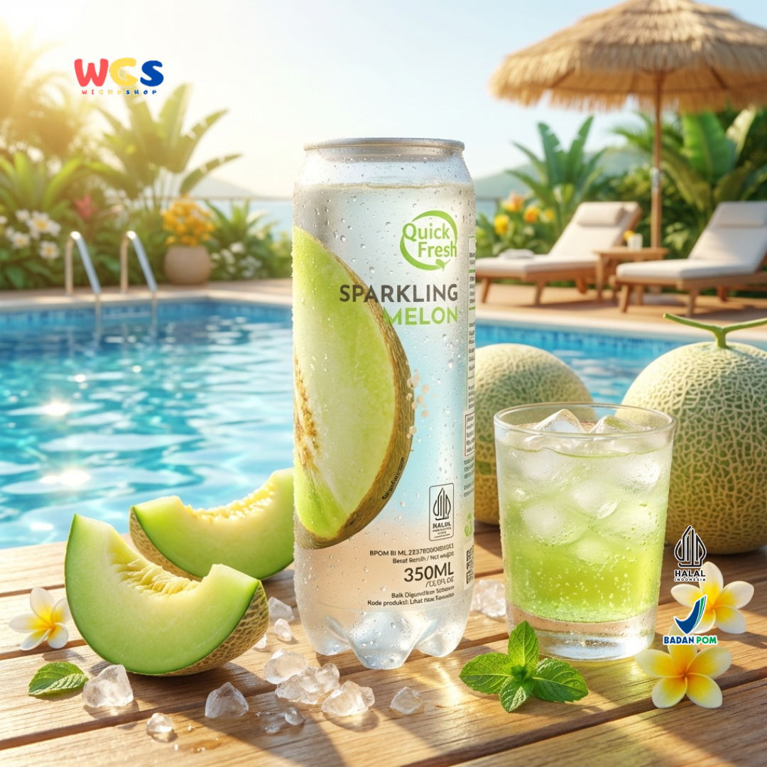 Quick Fresh Sparkling Melon 350ml - Low-Calorie Melon-Flavored Soft Drink
