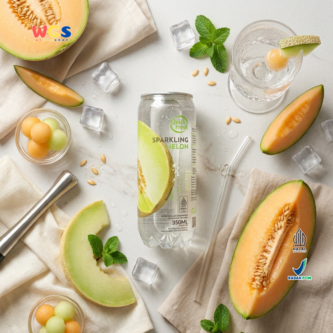 Quick Fresh Sparkling Melon 350ml - Low-Calorie Melon-Flavored Soft Drink
