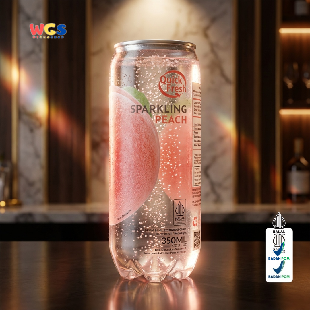 Quick Fresh Sparkling Peach 350ml - Minuman Soda Peach Berkarbonasi Segar Siap Minum