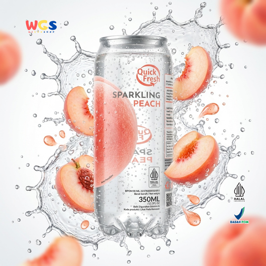 Quick Fresh Sparkling Peach 350ml - Minuman Soda Peach Berkarbonasi Segar Siap Minum