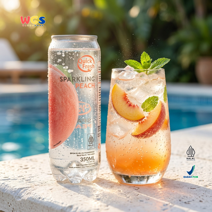Quick Fresh Sparkling Peach 350ml - Minuman Soda Peach Berkarbonasi Segar Siap Minum