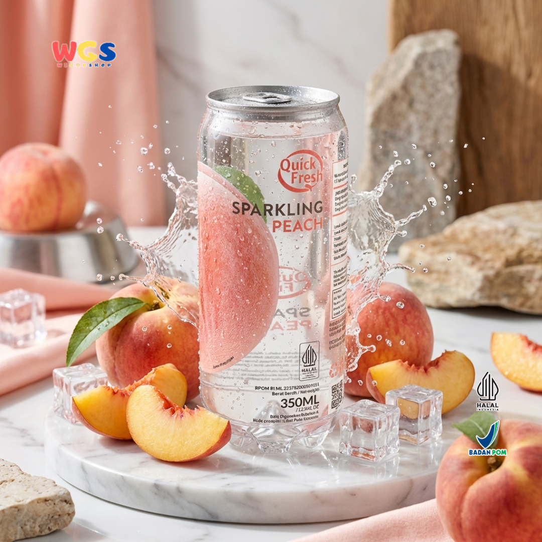 Quick Fresh Sparkling Peach 350ml - Minuman Soda Peach Berkarbonasi Segar Siap Minum
