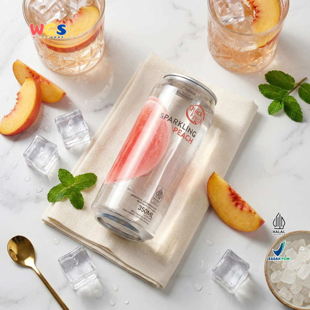 Quick Fresh Sparkling Peach 350ml - Minuman Soda Peach Berkarbonasi Segar Siap Minum