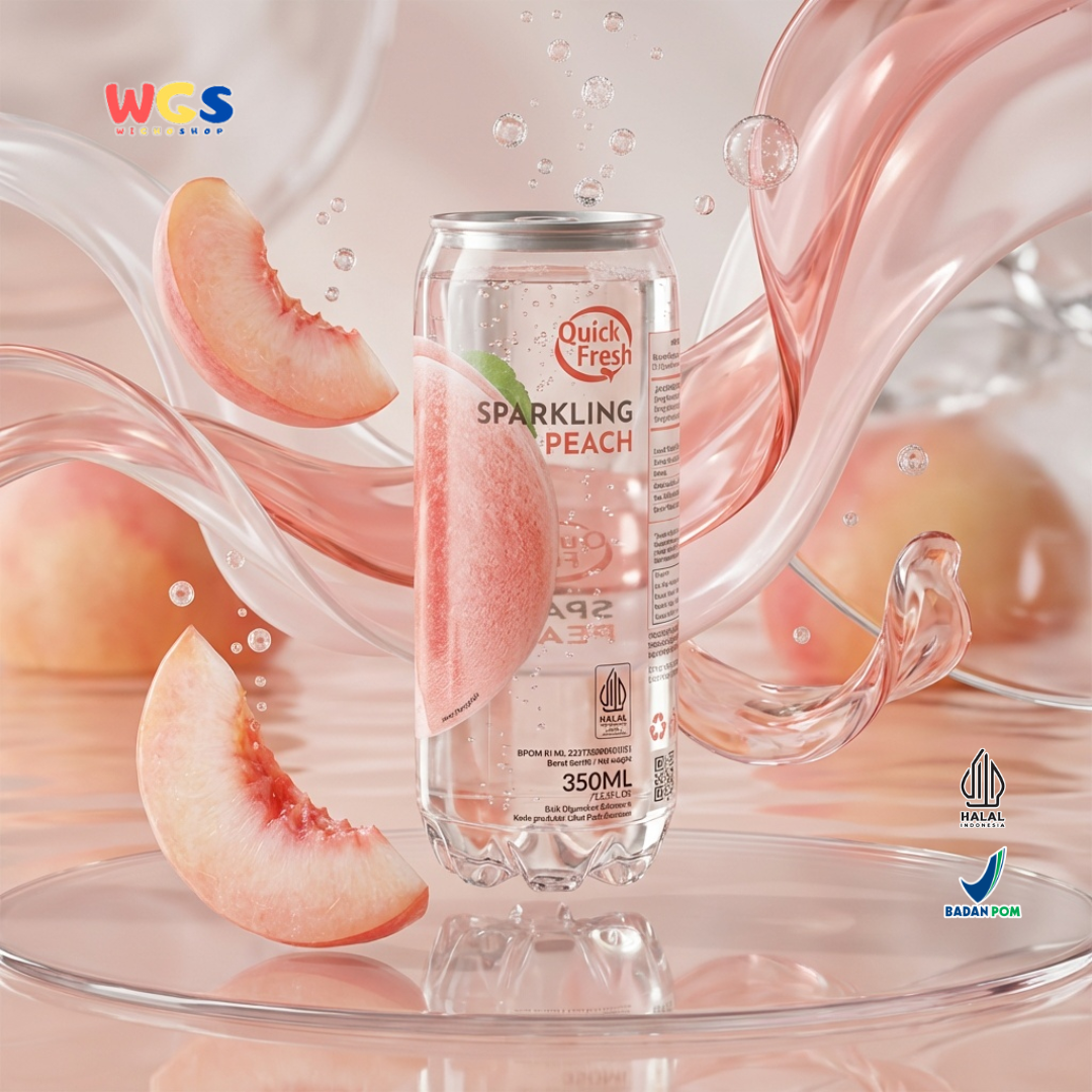 Quick Fresh Sparkling Peach 350ml - Minuman Soda Peach Berkarbonasi Segar Siap Minum
