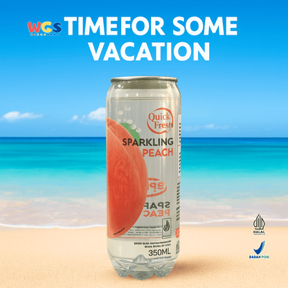 Quick Fresh Sparkling Peach 350ml – Minuman Soda Rasa Buah Bebas Gula dan Rendah Kalori