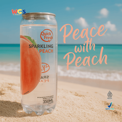 Quick Fresh Sparkling Peach 350ml – Minuman Soda Rasa Buah Bebas Gula dan Rendah Kalori