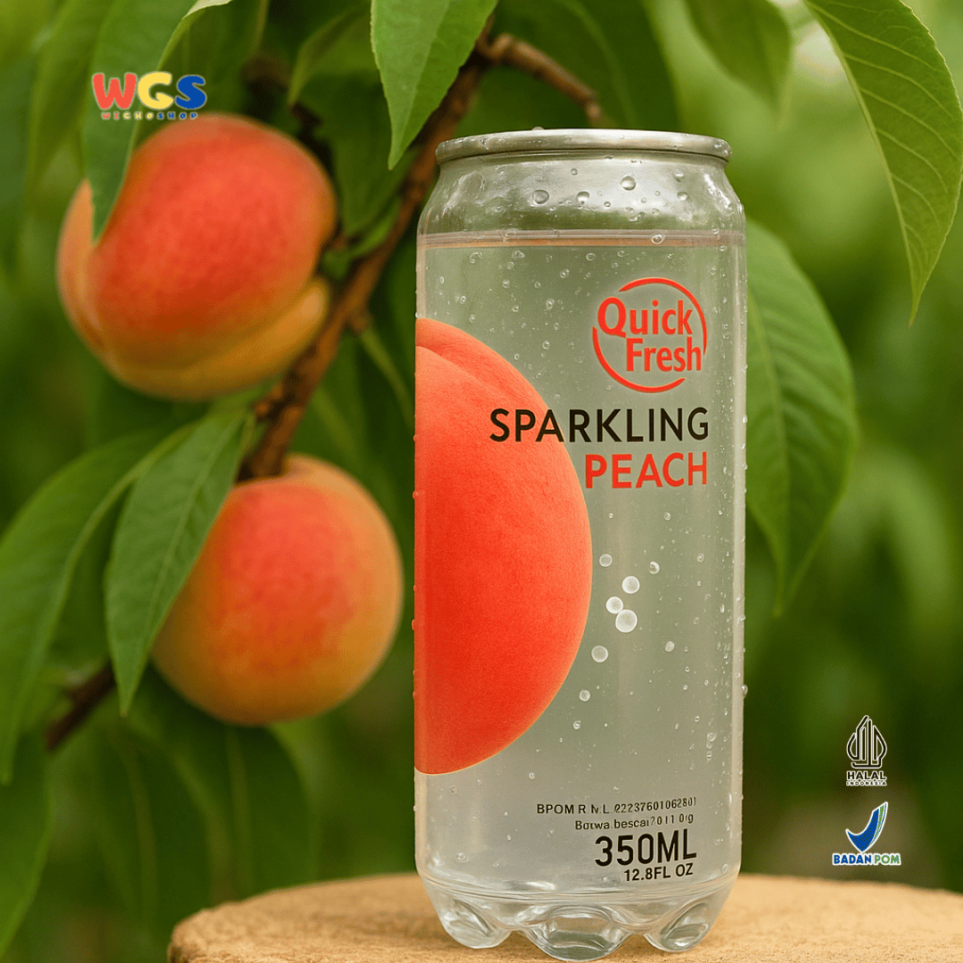 Quick Fresh Sparkling Peach 350ml – Minuman Soda Rasa Buah Bebas Gula dan Rendah Kalori