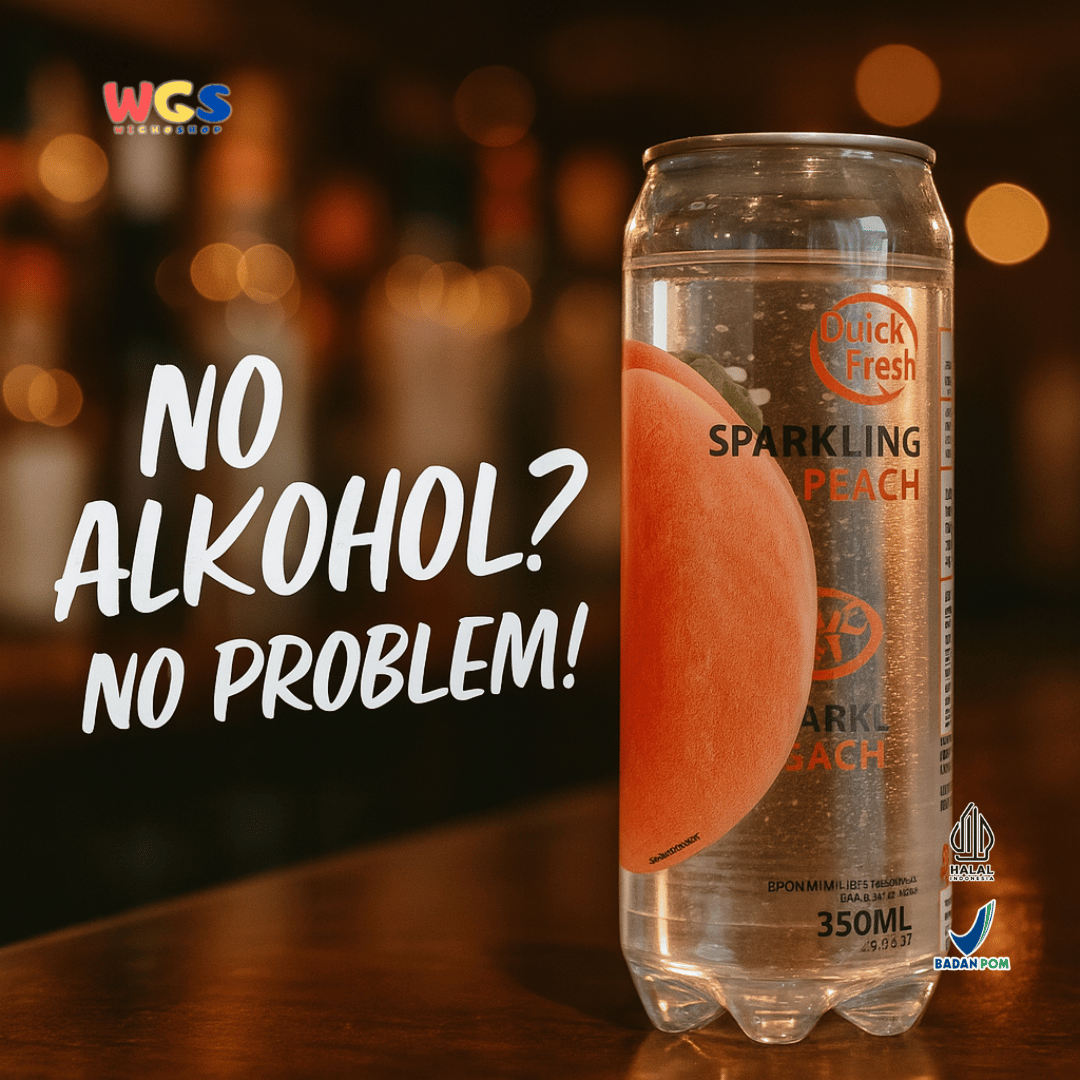 Quick Fresh Sparkling Peach 350ml – Minuman Soda Rasa Buah Bebas Gula dan Rendah Kalori