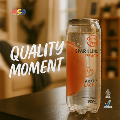 Quick Fresh Sparkling Peach 350ml – Minuman Soda Rasa Buah Bebas Gula dan Rendah Kalori