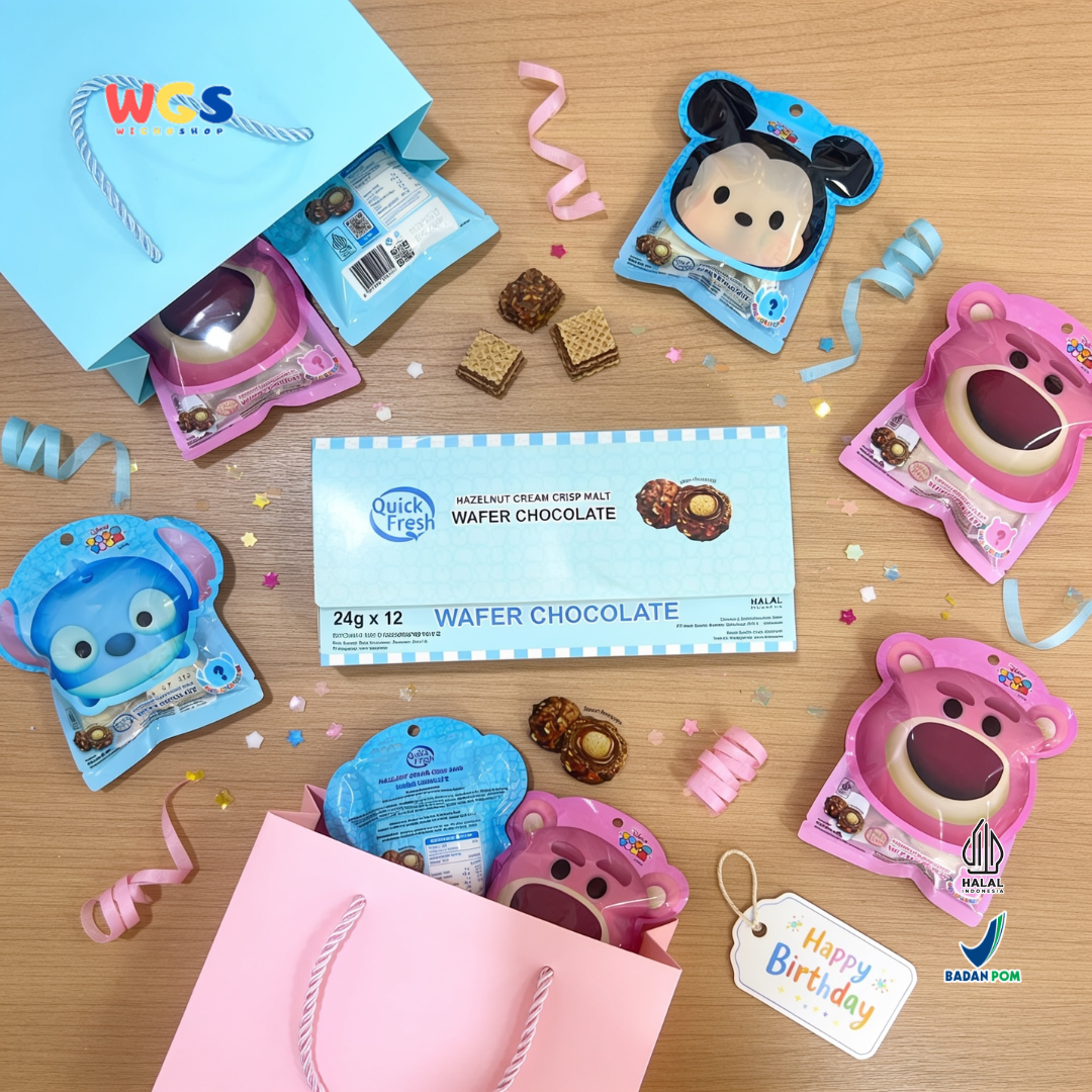 Quick Fresh Wafer Chocolate 24g x 12 - Hazelnut Cream Crisp Malt Cokelat Wafer 2 pcs x 12g Disney Marvel Surprise