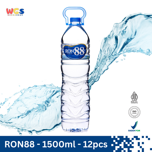 RON88 Air Mineral Botol 1.5L (12 pcs) – Air Pegunungan Murni dalam Kemasan Besar