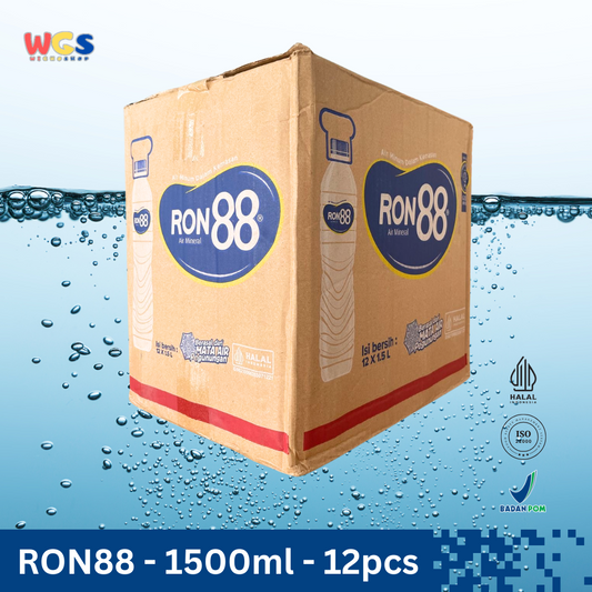RON88 Air Mineral Botol 1.5L (12 pcs) – Air Pegunungan Murni dalam Kemasan Besar
