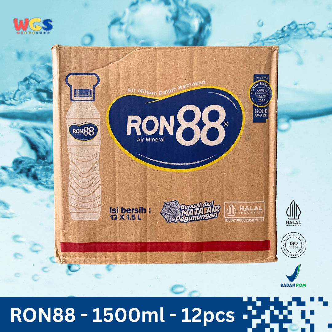 RON88 Mineral Water Bottles 1.5L (12 pcs) – Pure Mountain Water in Large Packaging