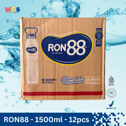RON88 Mineral Water Bottles 1.5L (12 pcs) – Pure Mountain Water in Large Packaging