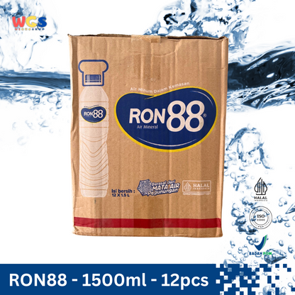 RON88 Mineral Water Bottles 1.5L (12 pcs) – Pure Mountain Water in Large Packaging