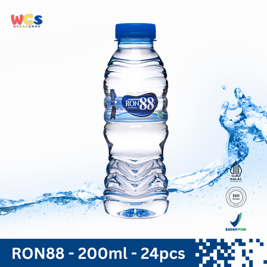 RON88 Air Mineral Botol 200ml (24 pcs) – Air Pegunungan Murni dalam Kemasan Praktis