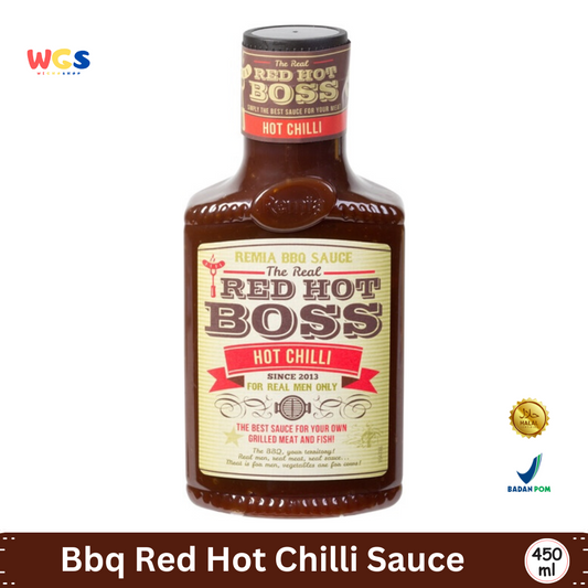Remia BBQ Sauce Red Hot Boss Hot Chilli 450ml – Saus BBQ Pedas Gurih untuk Daging Bakar & Ikan