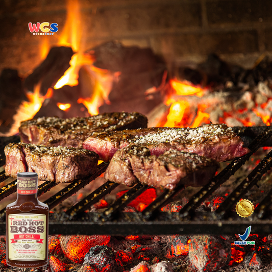 Remia BBQ Sauce Red Hot Boss Hot Chilli 450ml – Saus BBQ Pedas Gurih untuk Daging Bakar & Ikan