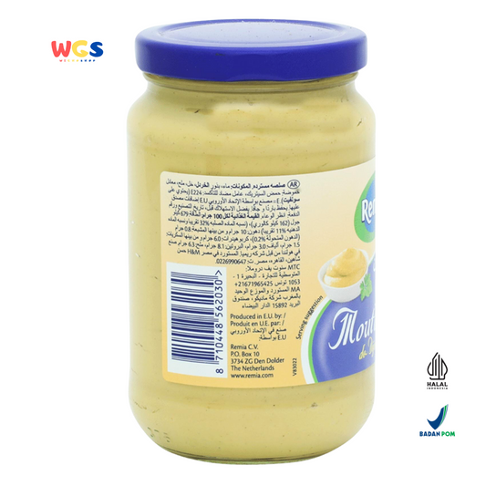 Remia Dijon Mustard 370g – Mustard Khas Prancis Rasa Tajam dan Creamy, Cocok untuk Sandwich & Saus