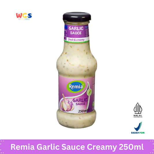 Remia Garlic Sauce 250ml – Saus Bawang Putih Creamy untuk Steak, Burger, Kentang Goreng & Salad