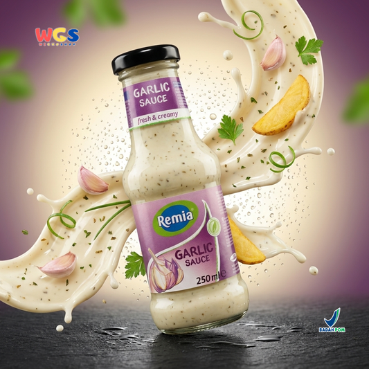 Remia Saus Bawang Putih Creamy 250ml - Garlic Sauce Gluten Free Cocolan Salad Sandwich Burger Kentang Goreng