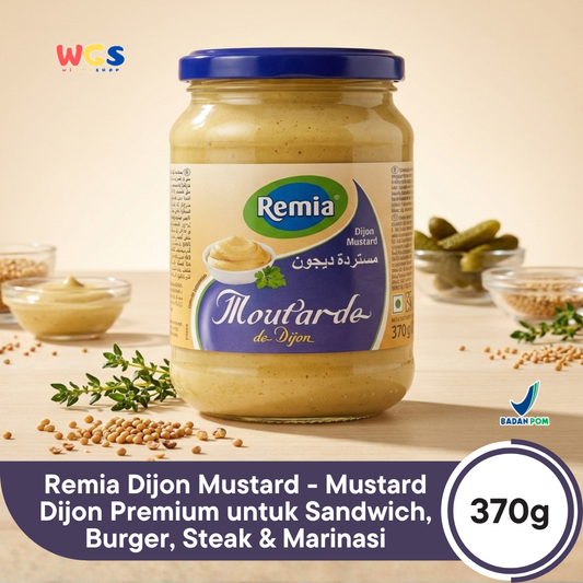 Remia Dijon Mustard 370g - Mustard Dijon Premium untuk Sandwich, Burger, Steak & Marinasi