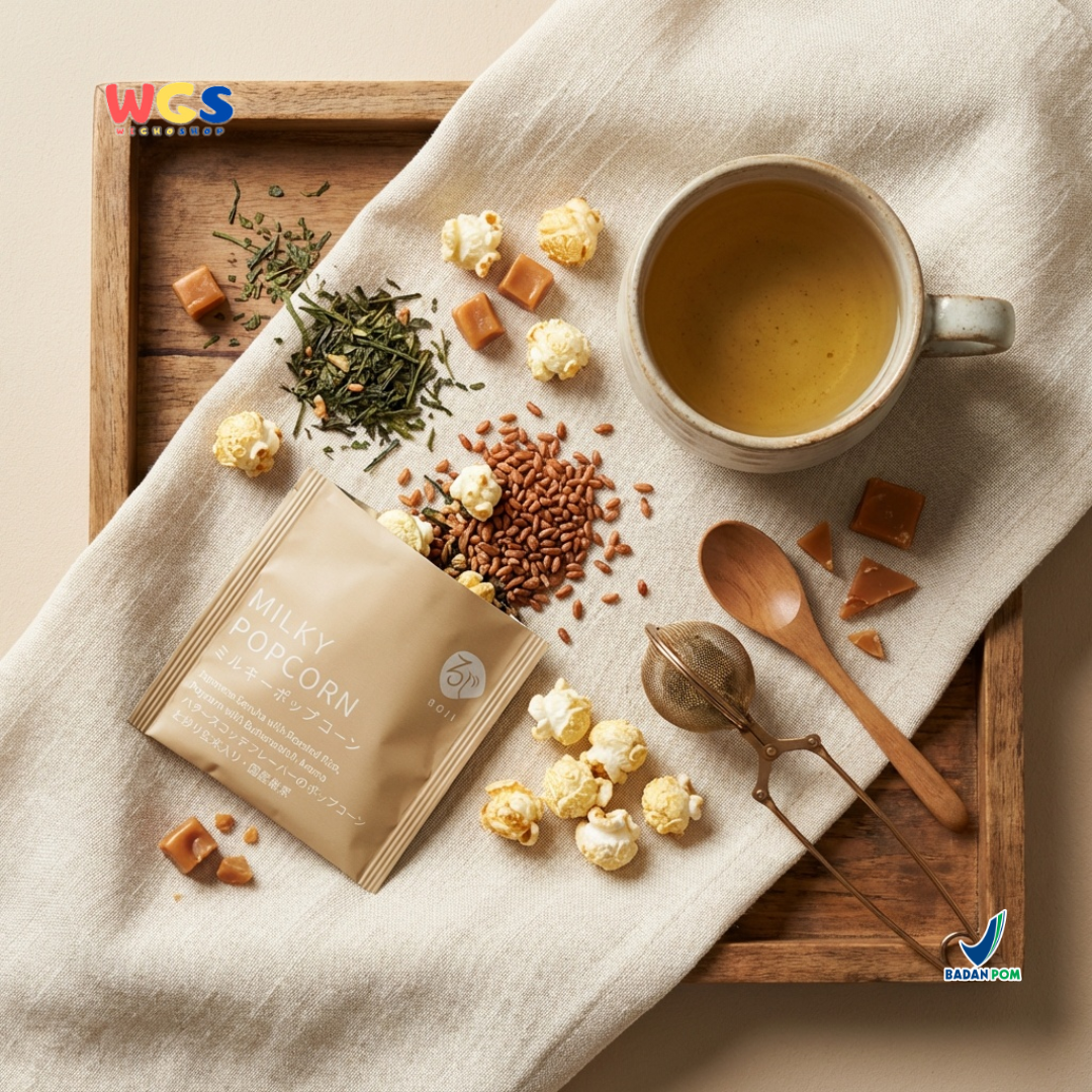 Roji Milky Popcorn Genmaicha Tea - Teh Jepang Aroma Butterscotch & Roasted Rice