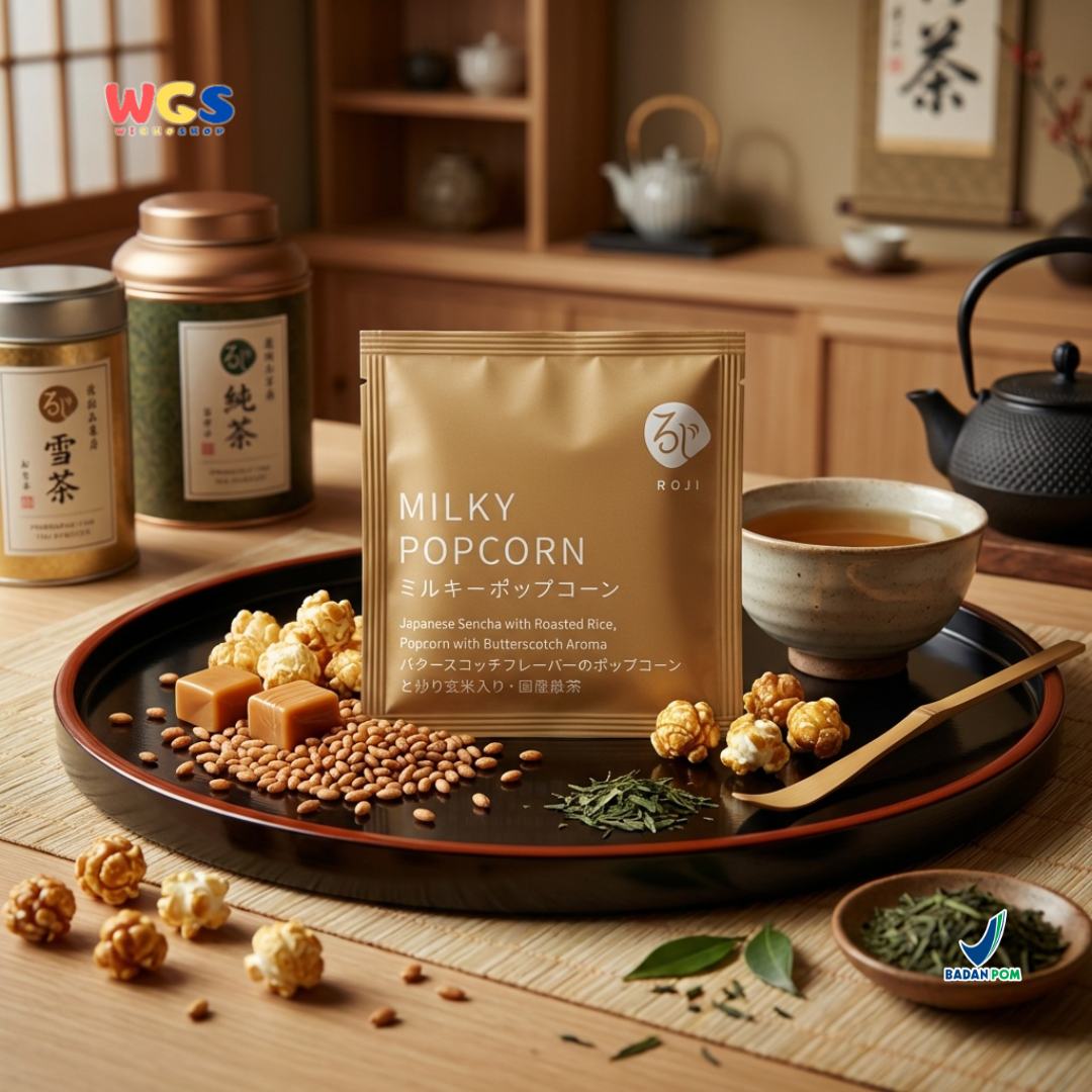 Roji Milky Popcorn Genmaicha Tea - Teh Jepang Aroma Butterscotch & Roasted Rice