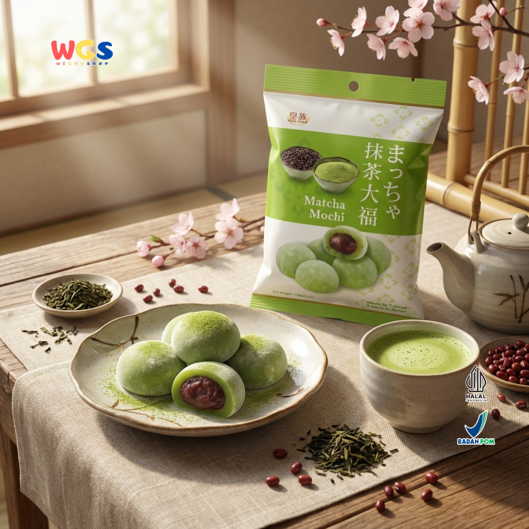 Royal Family Matcha Mochi 120g - Mochi Matcha Isi Pasta Kacang Merah Snack Taiwan Halal