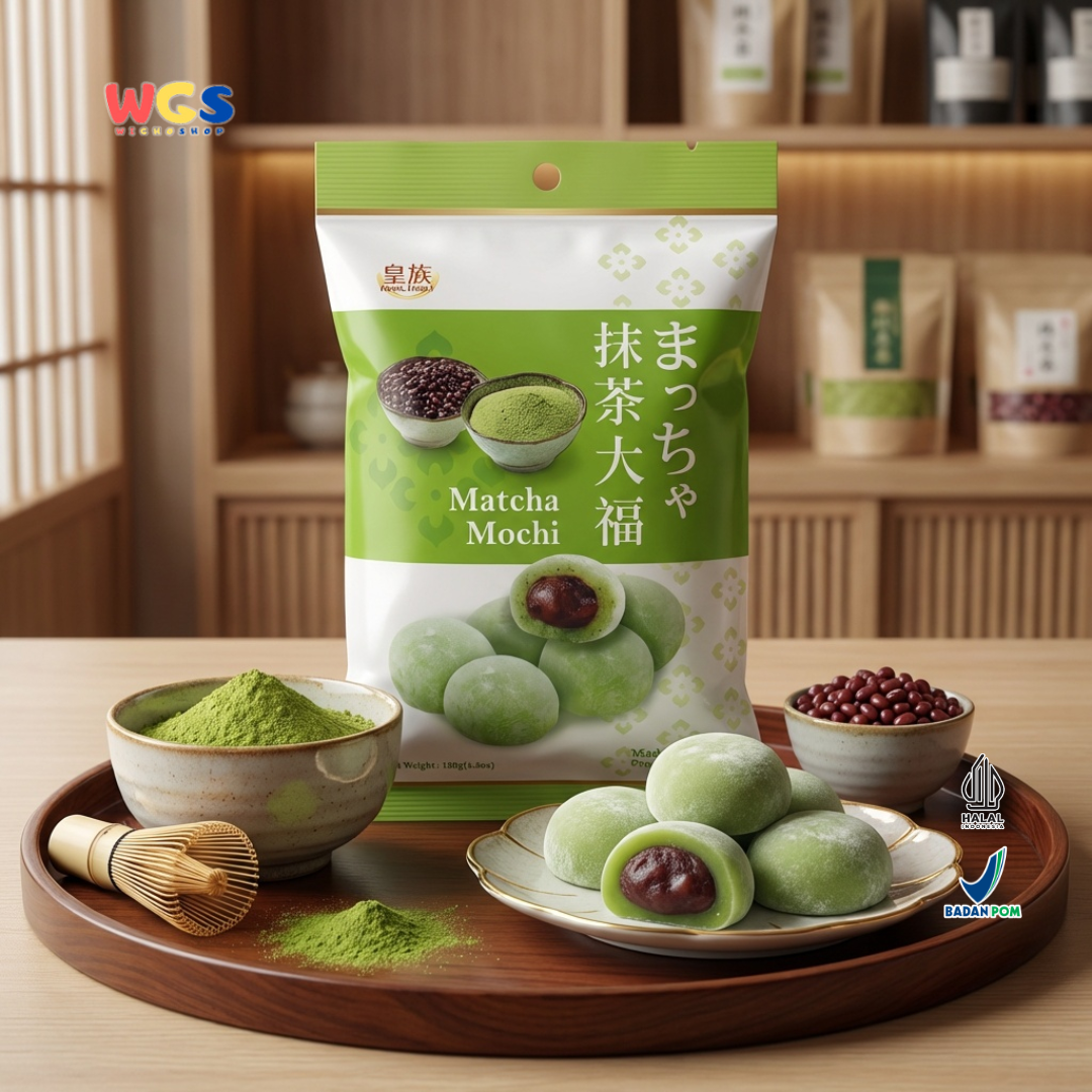 Royal Family Matcha Mochi 120g - Mochi Matcha Isi Pasta Kacang Merah Snack Taiwan Halal
