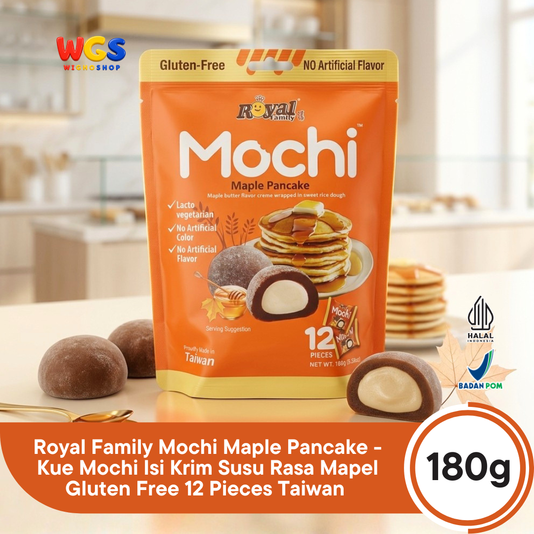 Royal Family Mochi Maple Pancake 180g - Kue Mochi Isi Krim Susu Rasa Mapel Gluten Free 12 Pieces Taiwan