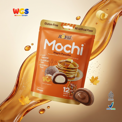 Royal Family Mochi Maple Pancake 180g - Kue Mochi Isi Krim Susu Rasa Mapel Gluten Free 12 Pieces Taiwan