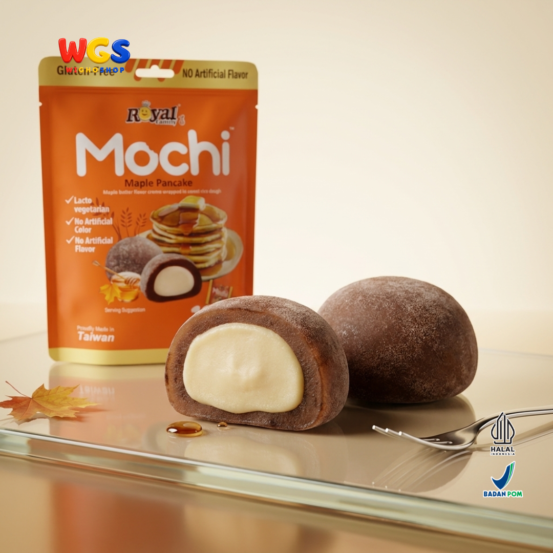 Royal Family Mochi Maple Pancake 180g - Kue Mochi Isi Krim Susu Rasa Mapel Gluten Free 12 Pieces Taiwan