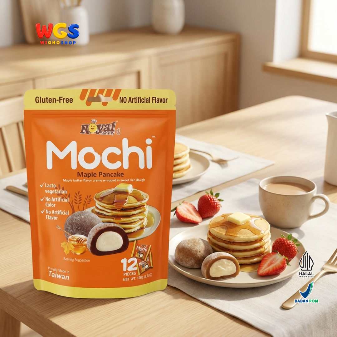 Royal Family Mochi Maple Pancake 180g - Kue Mochi Isi Krim Susu Rasa Mapel Gluten Free 12 Pieces Taiwan