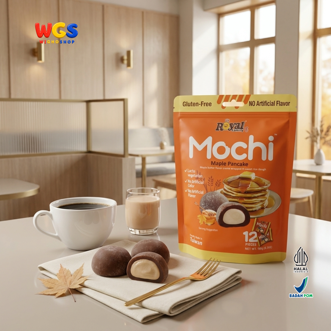 Royal Family Mochi Maple Pancake 180g - Kue Mochi Isi Krim Susu Rasa Mapel Gluten Free 12 Pieces Taiwan
