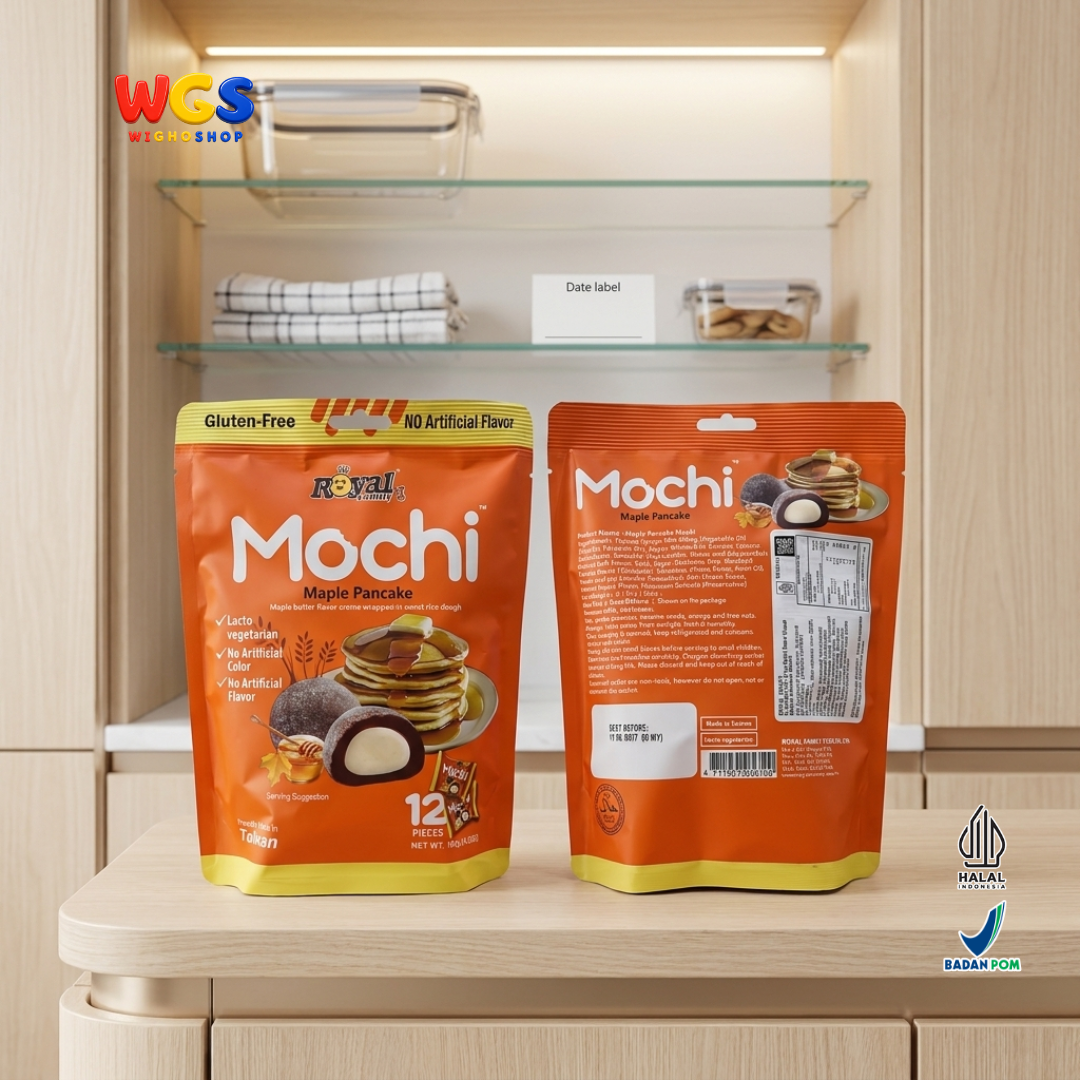 Royal Family Mochi Maple Pancake 180g - Kue Mochi Isi Krim Susu Rasa Mapel Gluten Free 12 Pieces Taiwan
