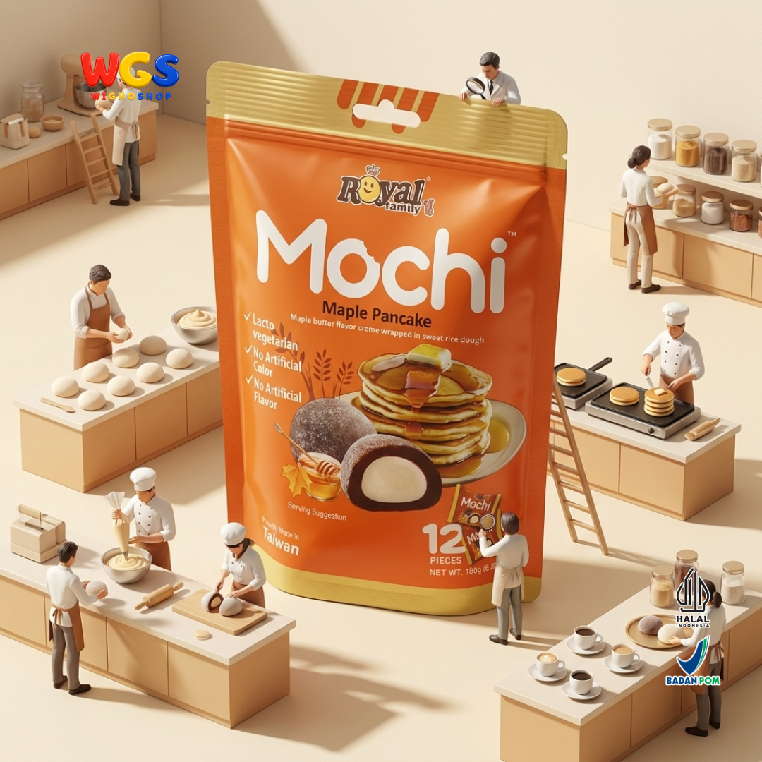 Royal Family Mochi Maple Pancake 180g - Kue Mochi Isi Krim Susu Rasa Mapel Gluten Free 12 Pieces Taiwan