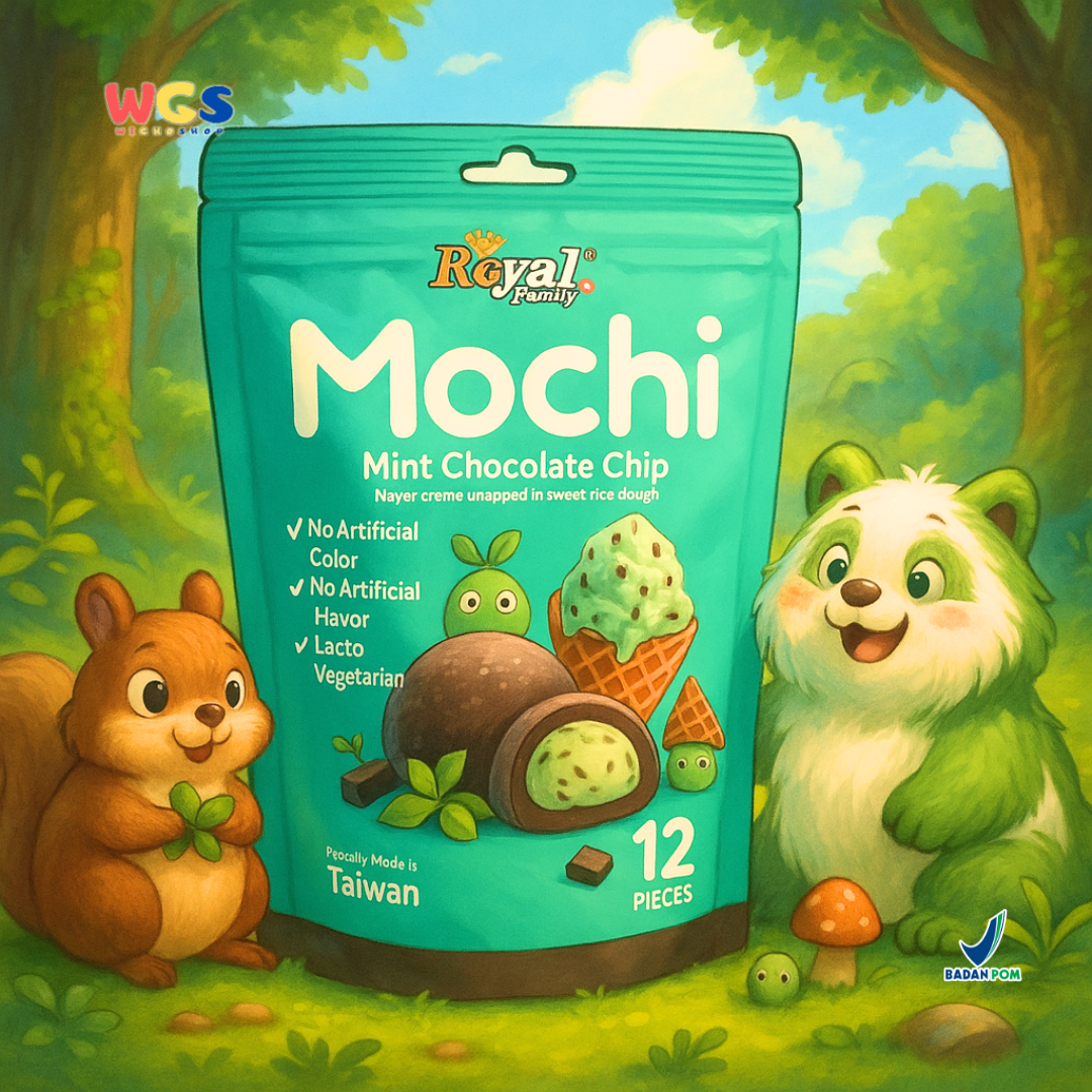 Royal Family Mochi Mint Chocolate Chip 12 pcs (180g) – Mochi Lacto Vegetarian Rasa Cokelat Mint Segar