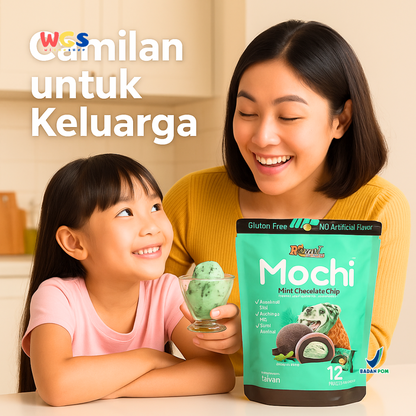Royal Family Mochi Mint Chocolate Chip 12 pcs (180g) – Mochi Lacto Vegetarian Rasa Cokelat Mint Segar